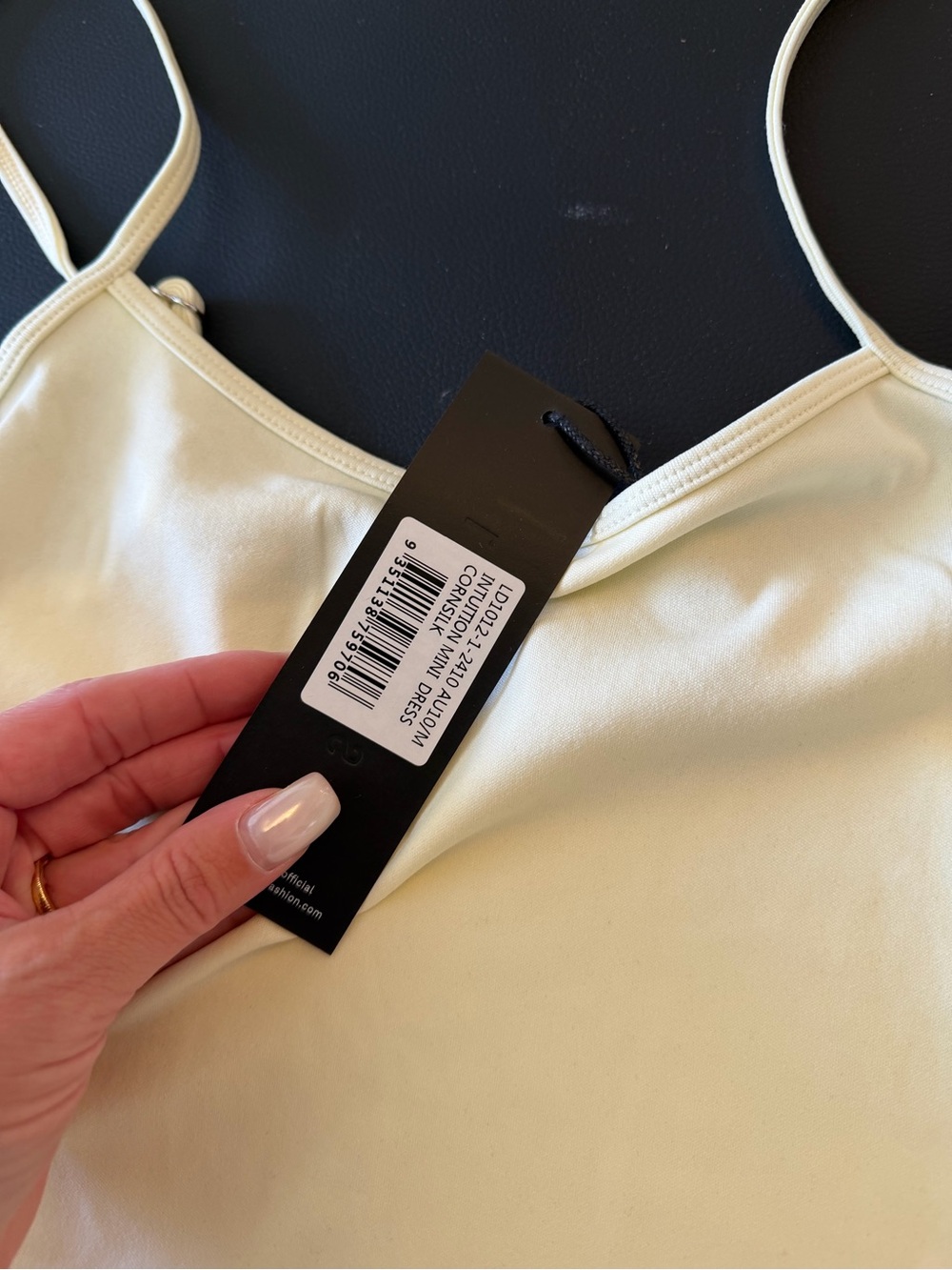 Cream Spaghetti Strap Dress with Bow Detail - Picture 3 of 4